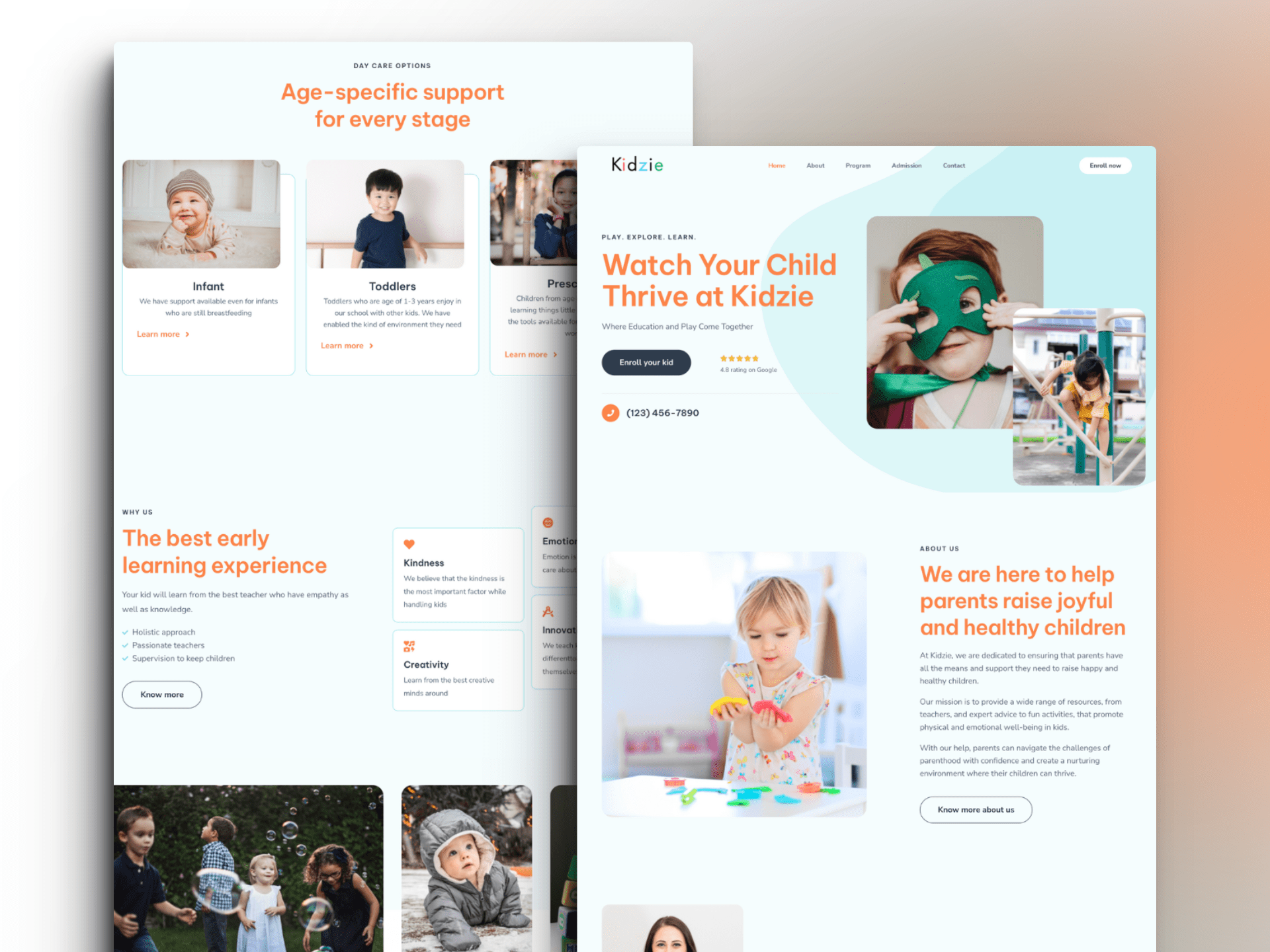 Website mockup of a preschool website designed by Good Design